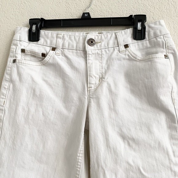 Tommy Hilfiger Sz 6 Capris Womens AMERICAN‎ SPIRIT  Mid Rise White Denim Cuffed - Picture 2 of 11